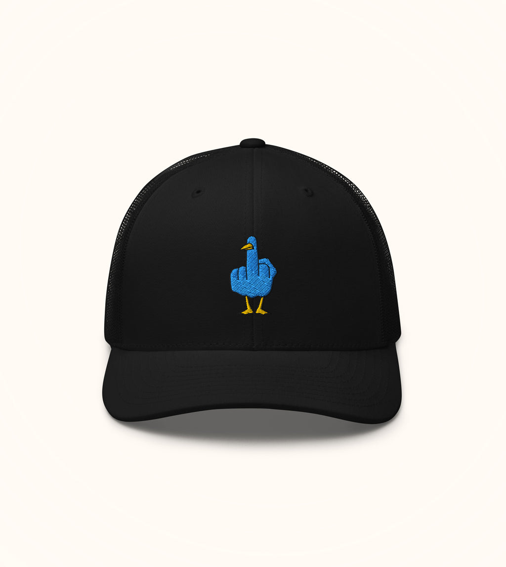Birdflip® blackout mesh trucker snapback